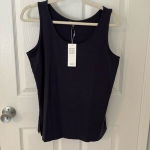 Eileen Fisher scoop neck stretch jersey navy tank. Size M